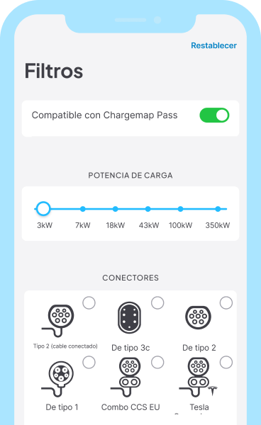 Haga un filtro de los puntos de recarga compatibles con el Chargemap Pass en su aplicación